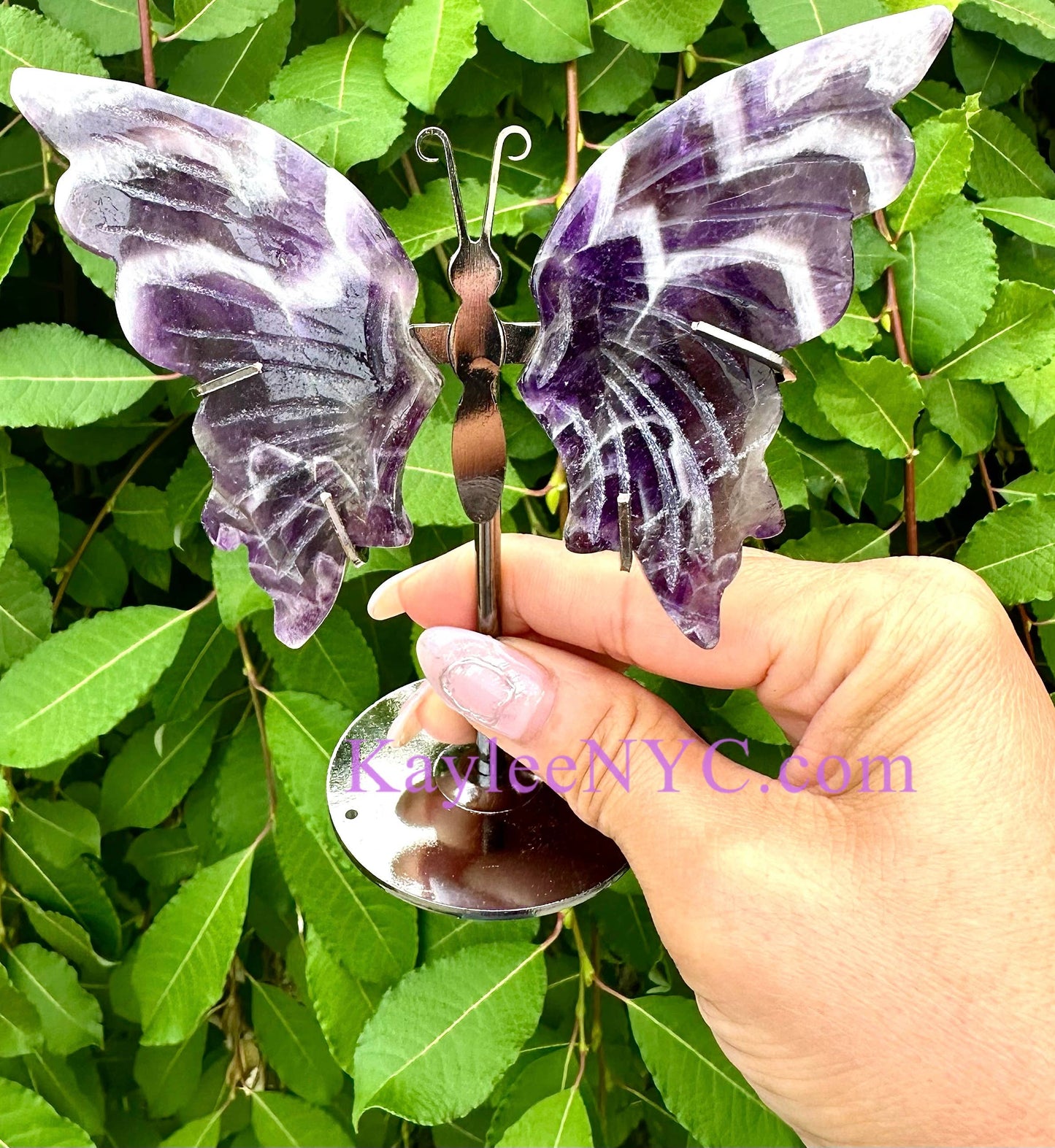 Wholesale 4 Pcs Natural Chevron Amethyst butterfly Crystal