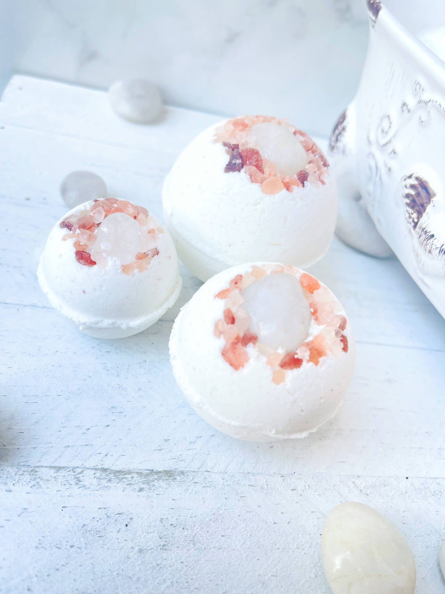 Bath Bombs with Gemstones