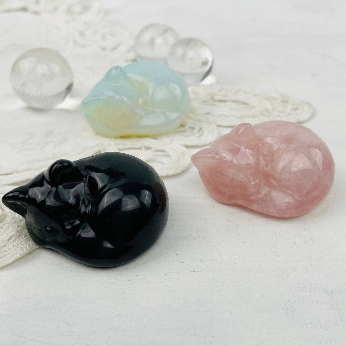 Crystal Gemstone Sleeping Cats