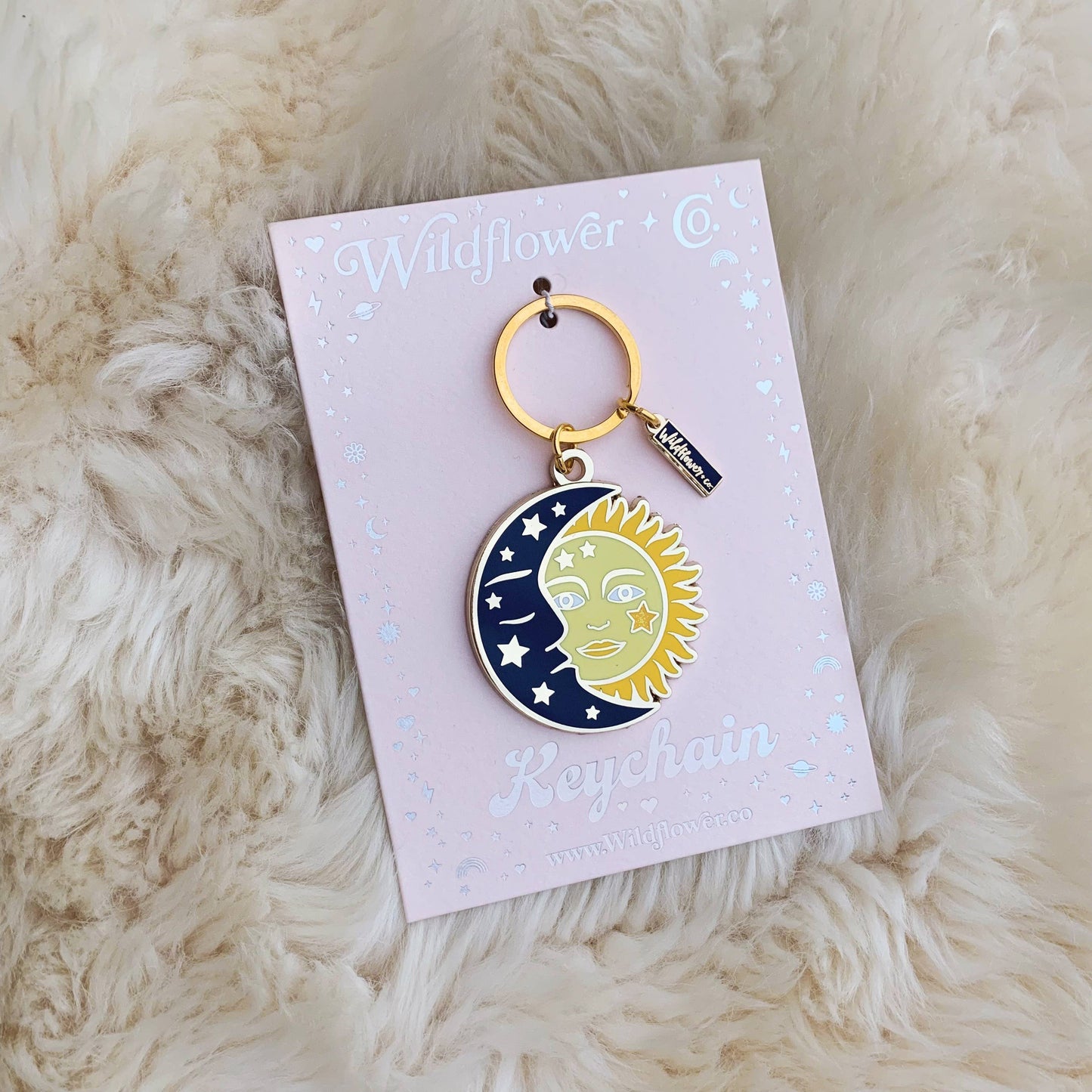Sun & Moon Enamel Keychain - Stocking Stuffer