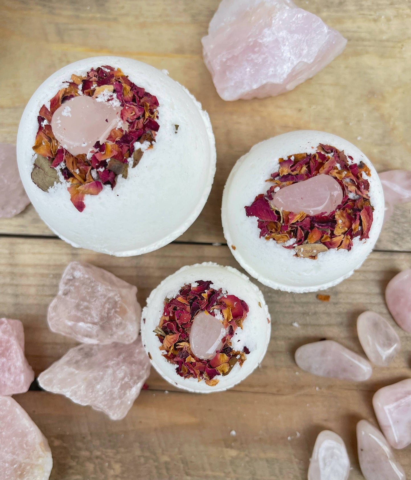 Bath Bombs with Gemstones