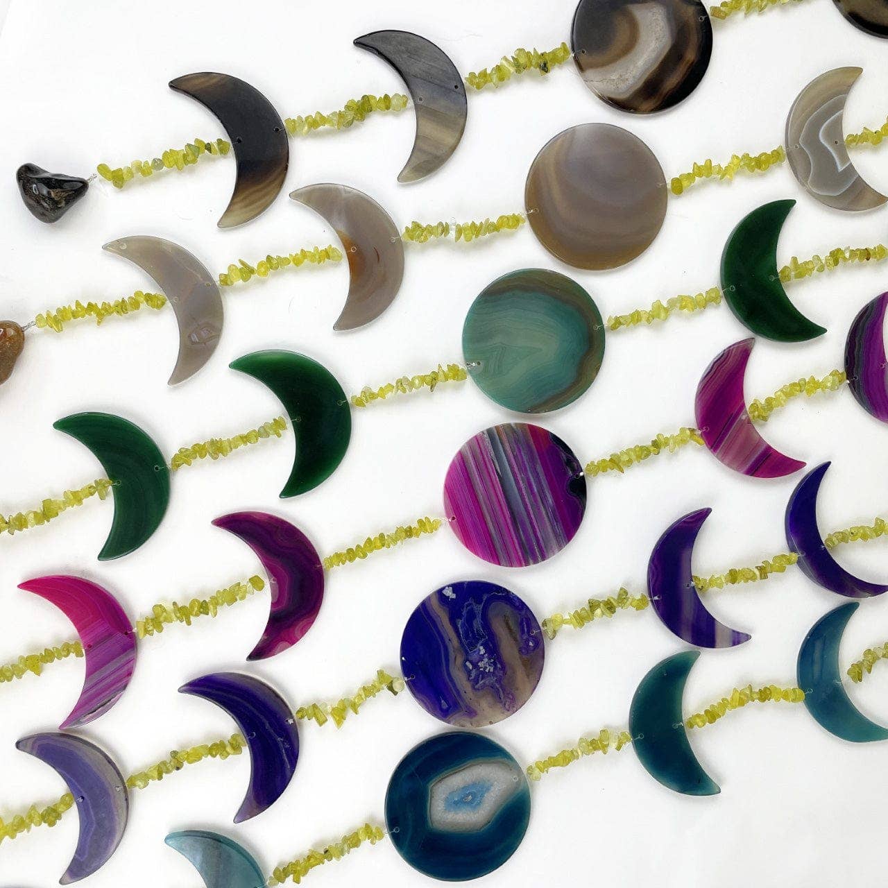 Crystal Agate Moon Phase Wall Hanging - Crescent & Full Moon