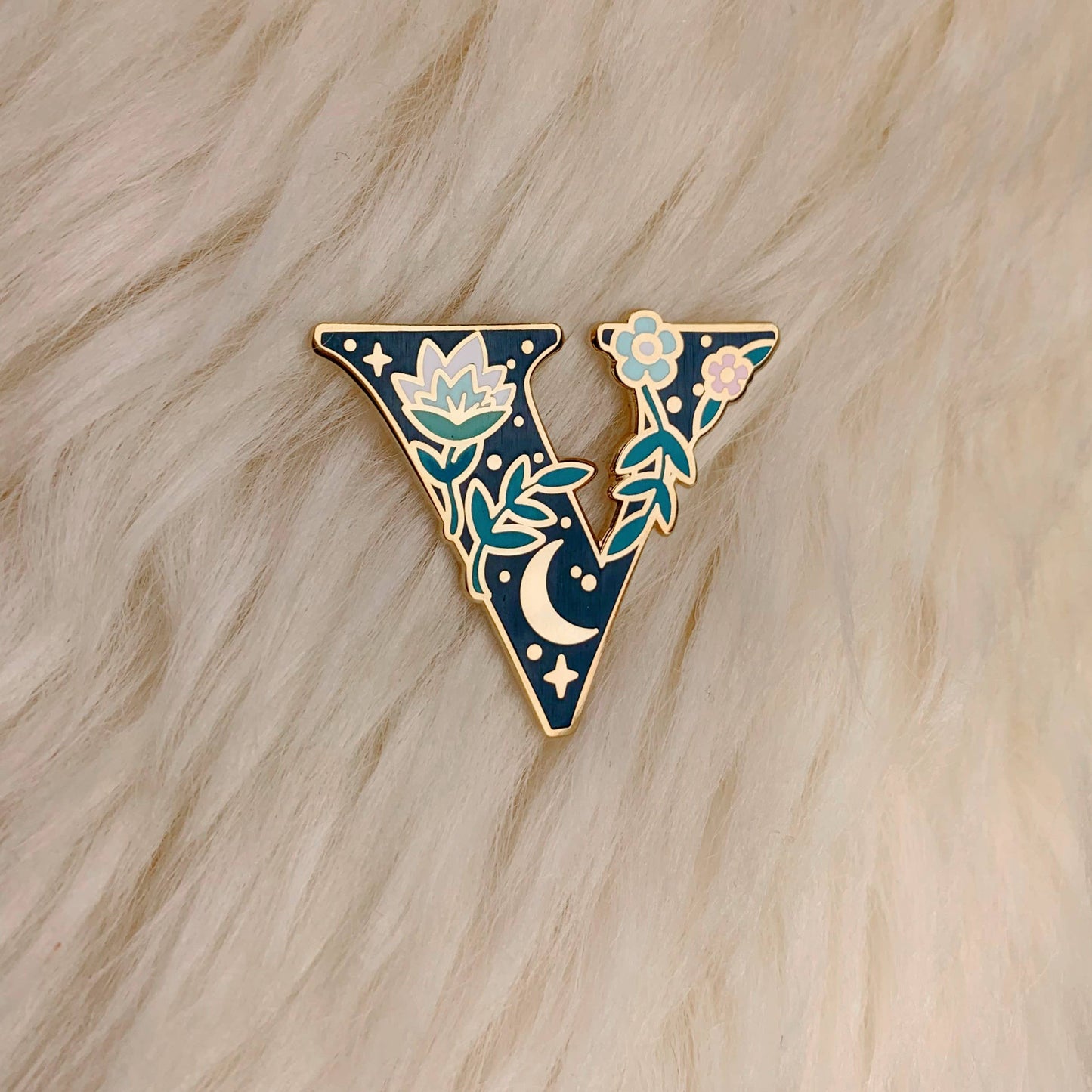 Botanical Letter Enamel Pin
