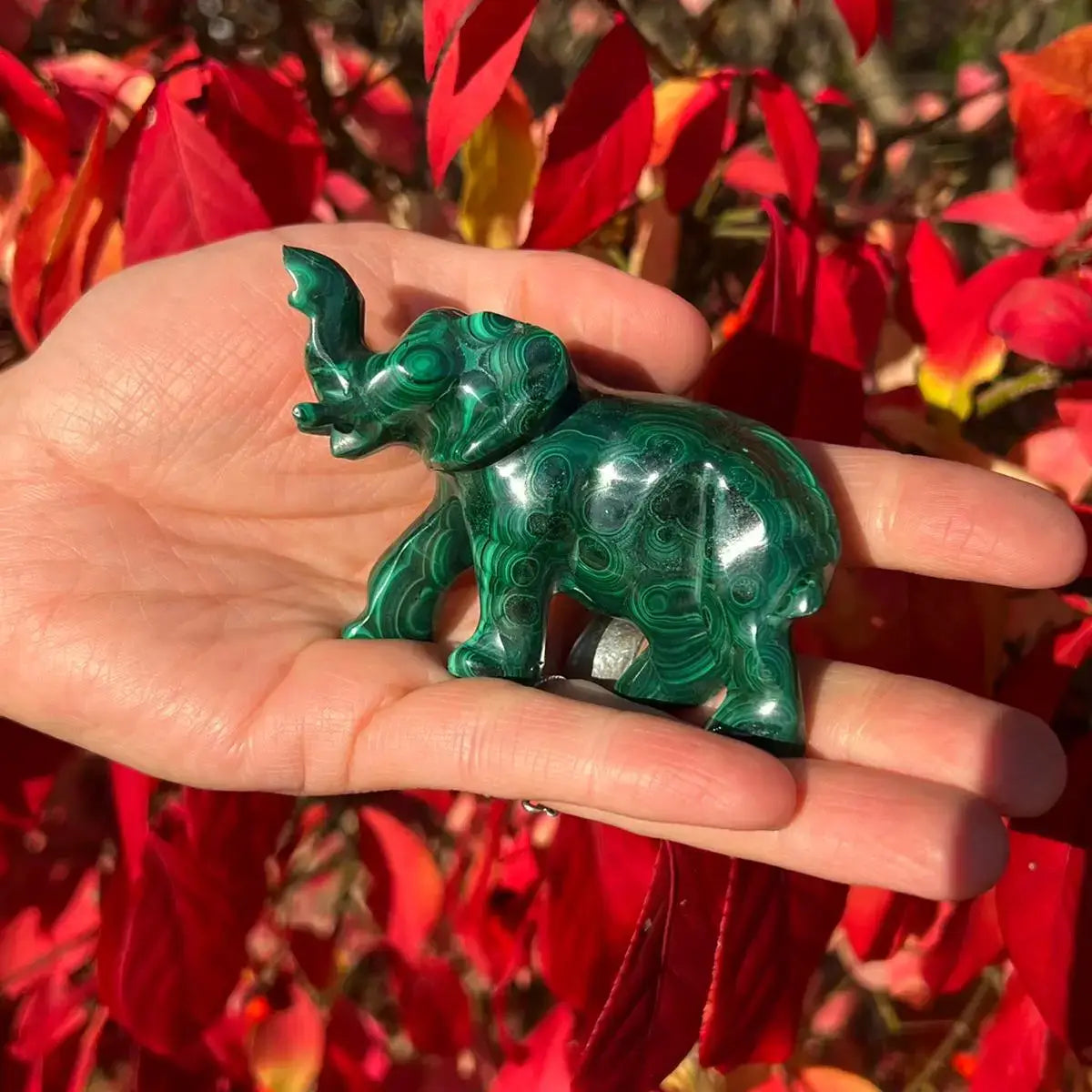 Malachite Elephant Figurine