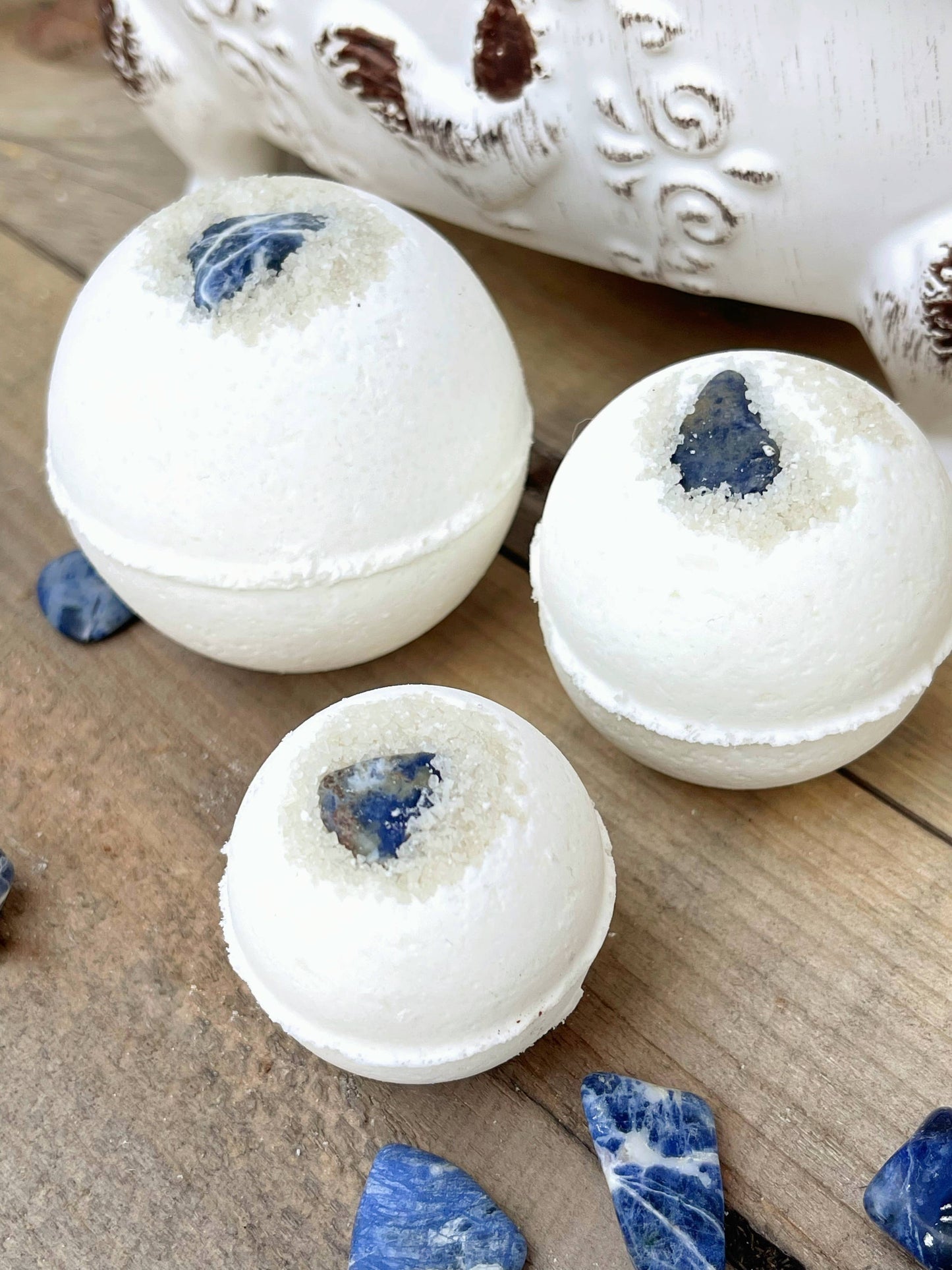 Bath Bombs with Gemstones