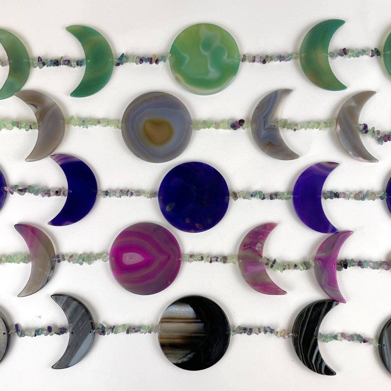 Crystal Agate Moon Phase Horizontal Wall Hangings