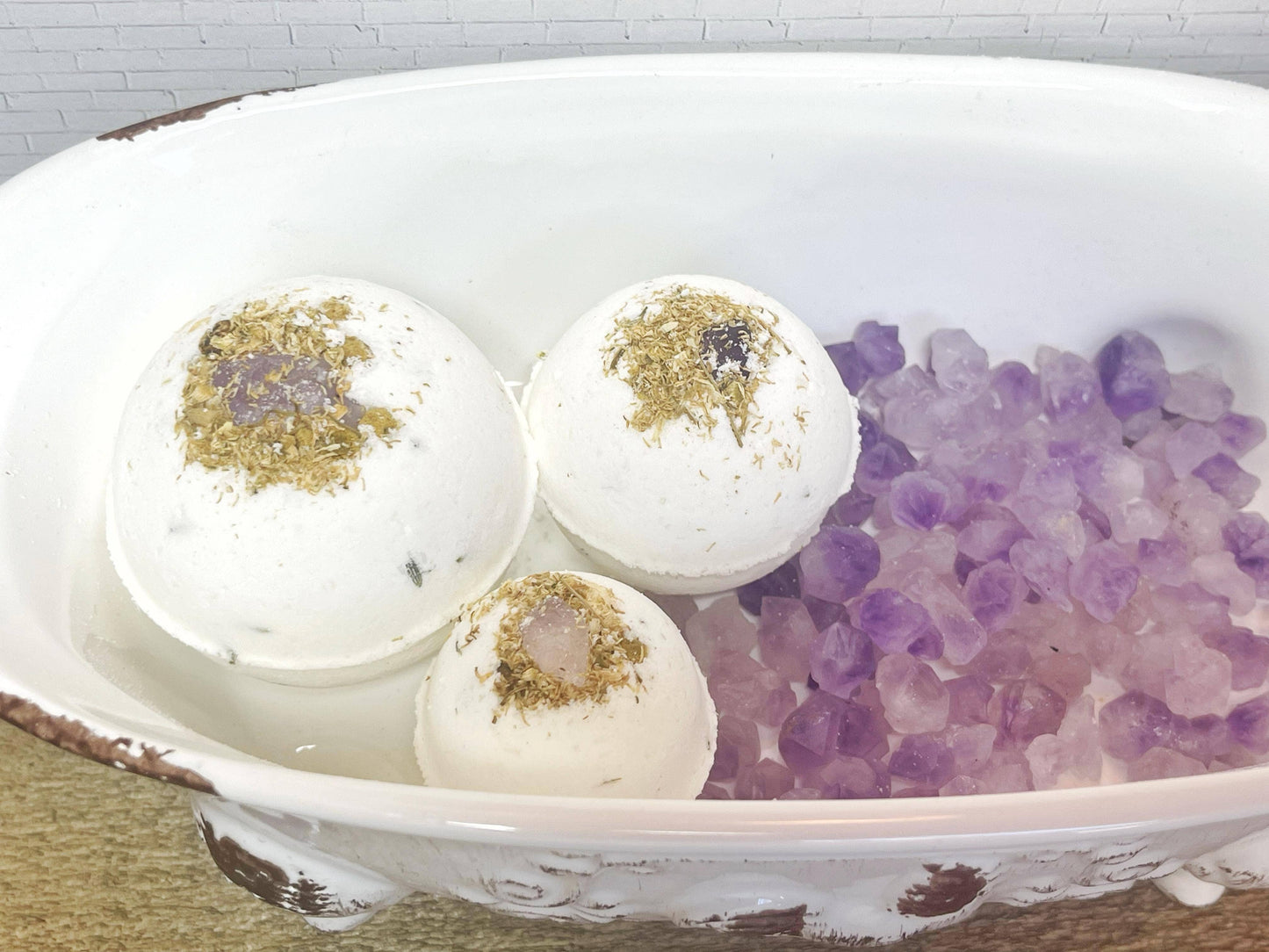 Bath Bombs with Gemstones