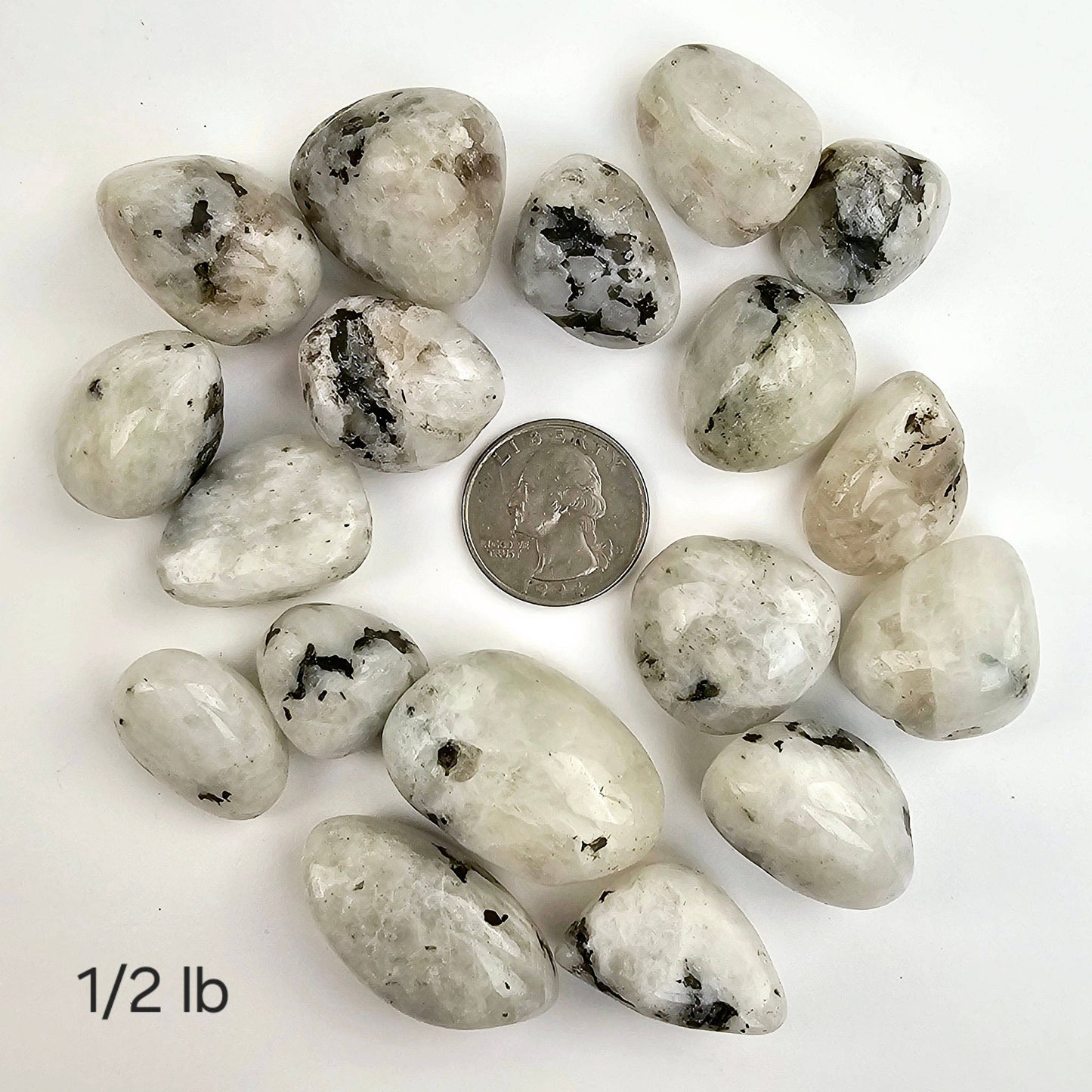 White Moonstone Crystal Tumbled Stones - Medium Size