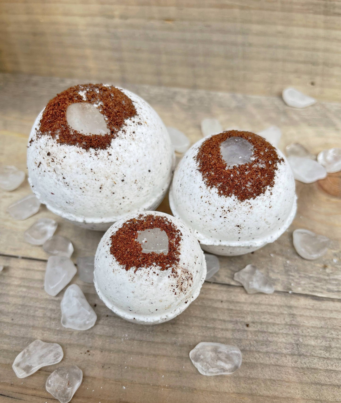 Bath Bombs with Gemstones