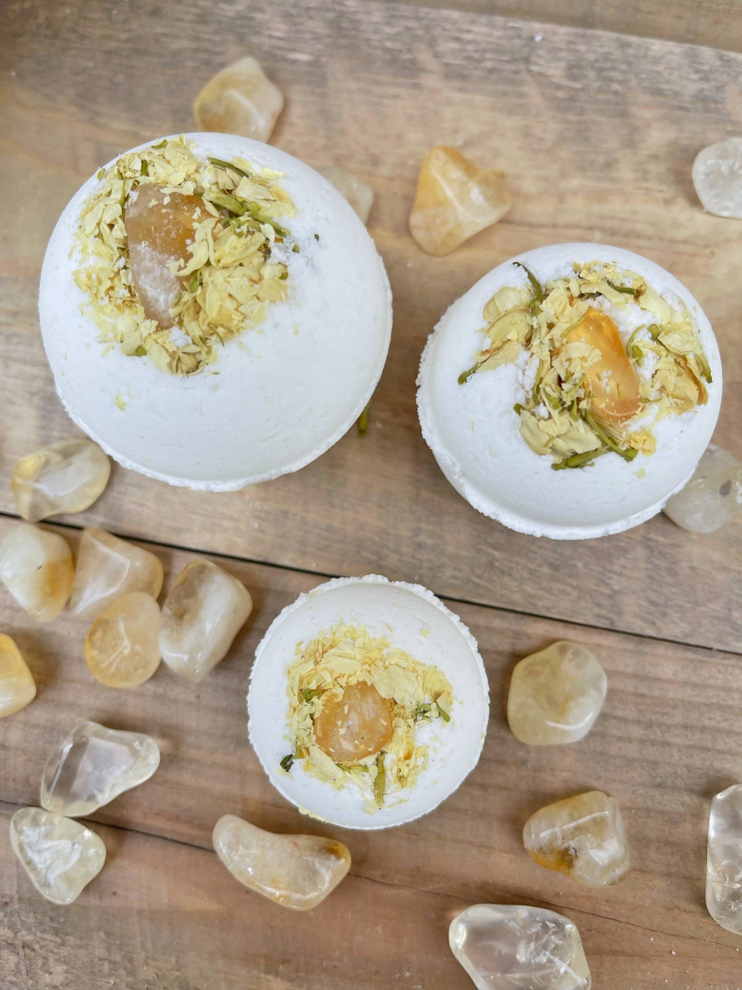 Bath Bombs with Gemstones