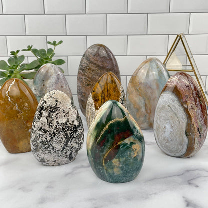 Crystal Ocean Jasper Polished Cut Base