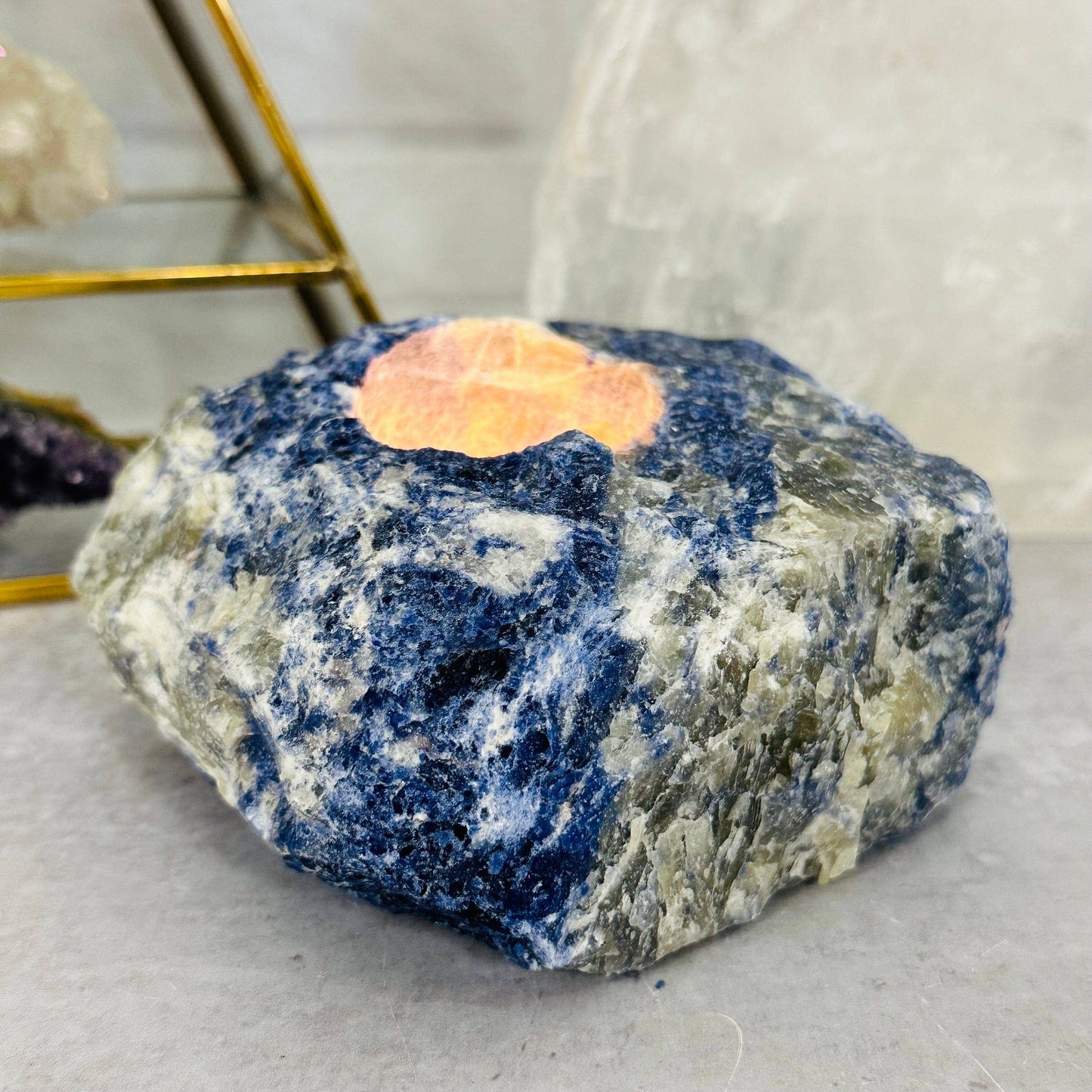 Sodalite Candle Holder - Crystal Candle Tea Light
