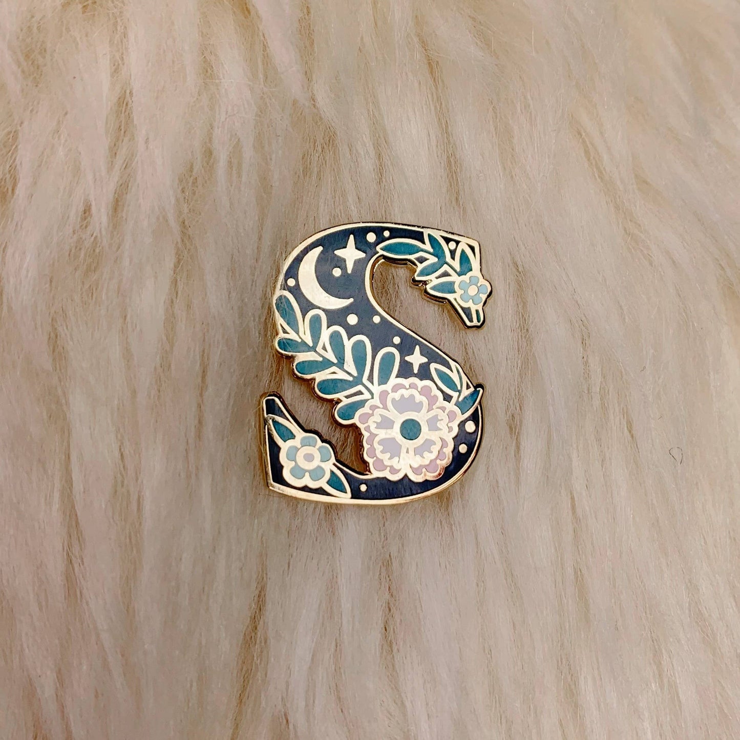 Botanical Letter Enamel Pin