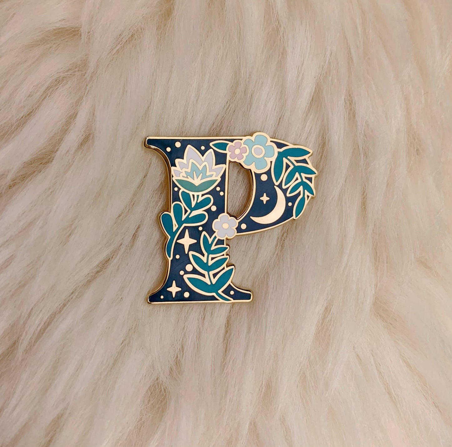 Botanical Letter Enamel Pin