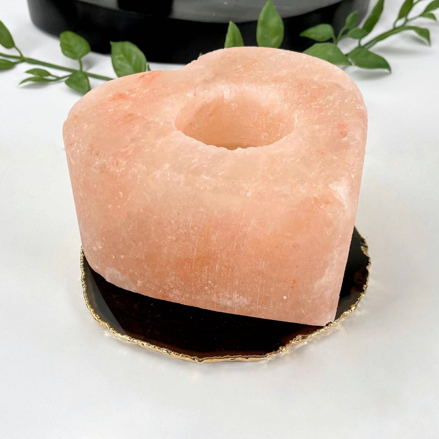 Crystal Himalayan Salt Orange Heart Candle Holder