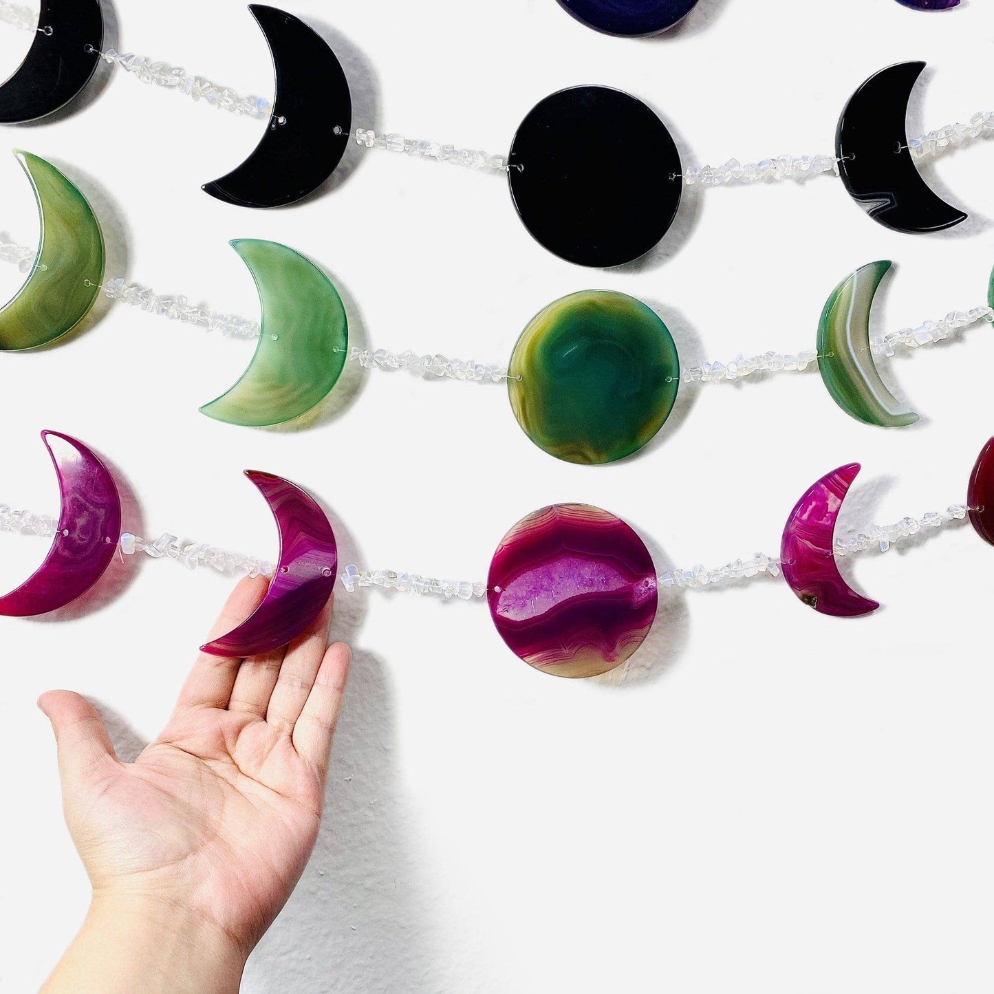 Crystal Agate Moon Phase Horizontal Wall Hangings