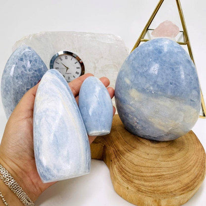 Crystal Blue Calcite Polished Cut Base - By Weight -