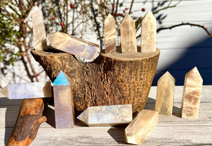  2 lb Natural Moonstone Tower Obelisk Point Wand