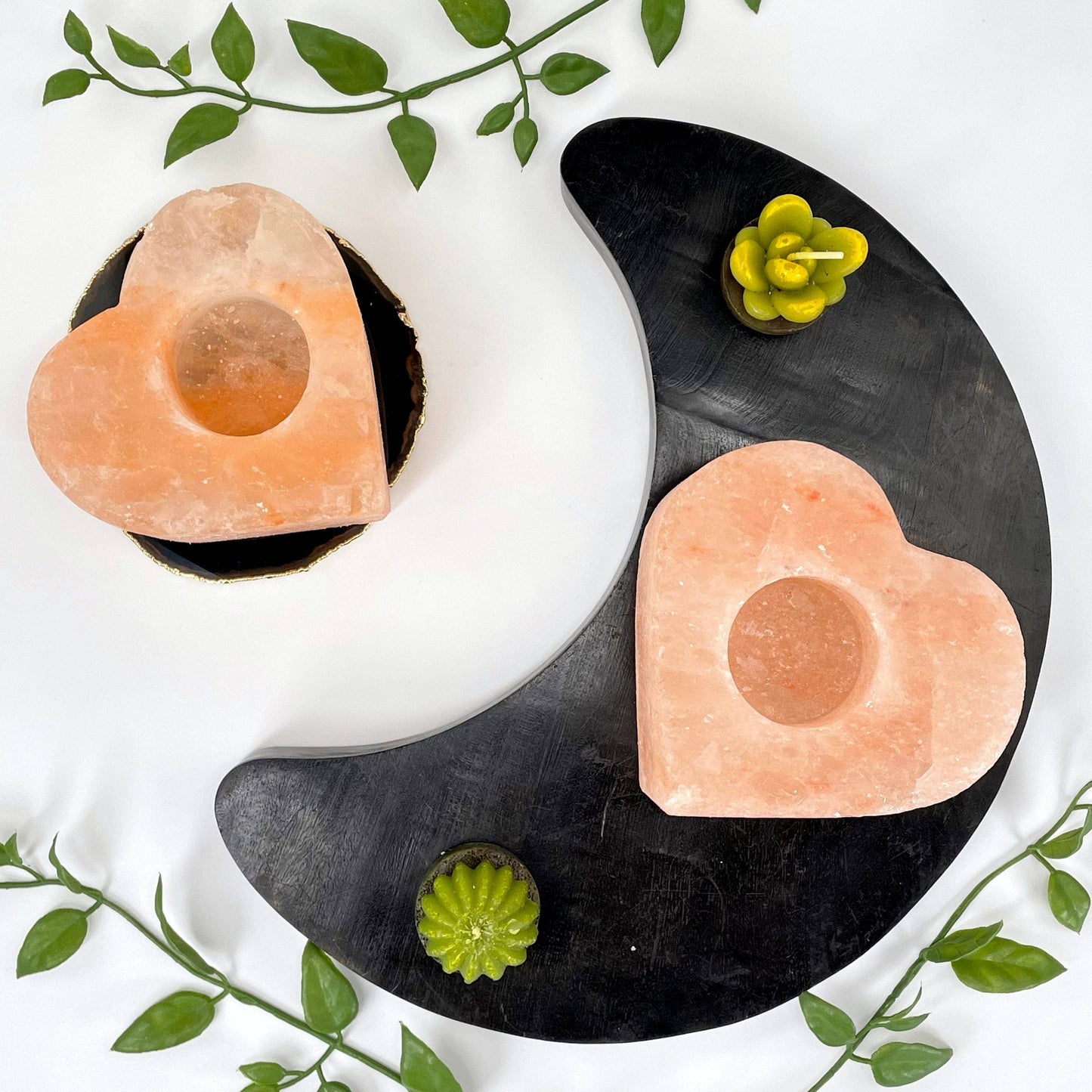 Crystal Himalayan Salt Orange Heart Candle Holder