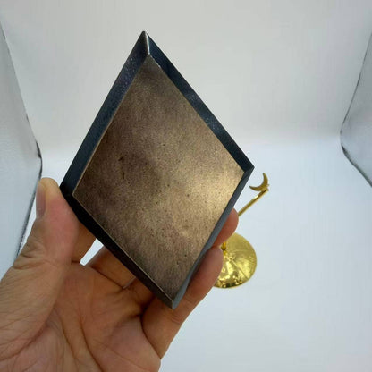 Silver Sheen Obsidian Diamond With Base – 4 Inch