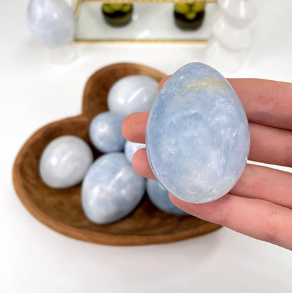 Crystal Blue Calcite Polished Eggs - Easter Gift Idea
