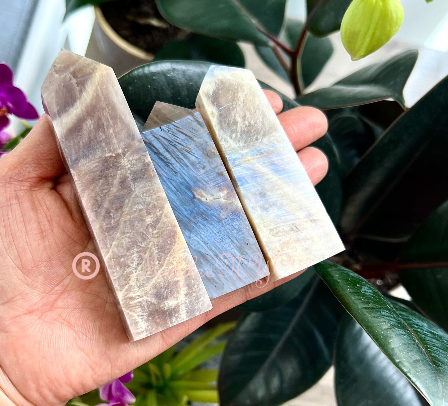  2 lb Natural Moonstone Tower Obelisk Point Wand