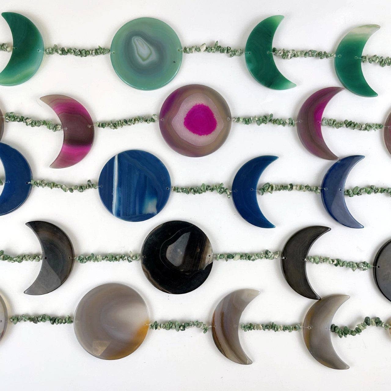 Crystal Agate Moon Phase Horizontal Wall Hangings