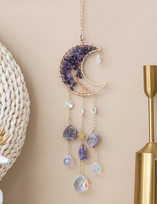 Natural Stone Crystal Moon Shaped Suncatcher MK2ZCAS6W7HLS41