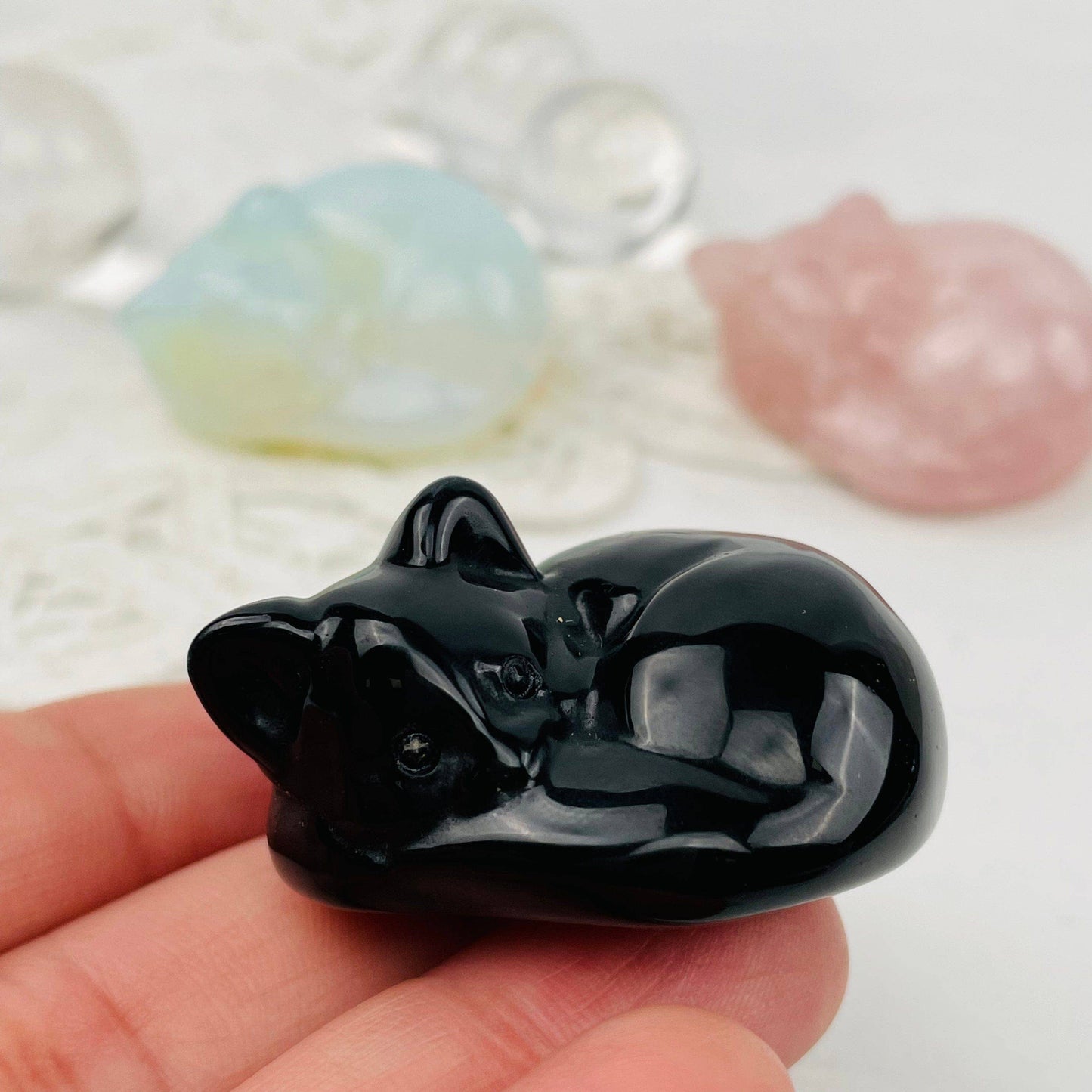 Crystal Gemstone Sleeping Cats