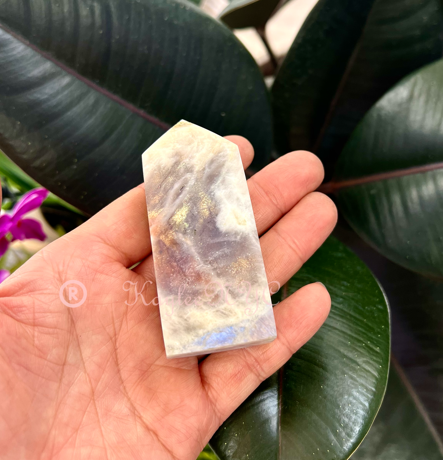  2 lb Natural Moonstone Tower Obelisk Point Wand