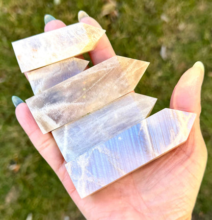  2 lb Natural Moonstone Tower Obelisk Point Wand