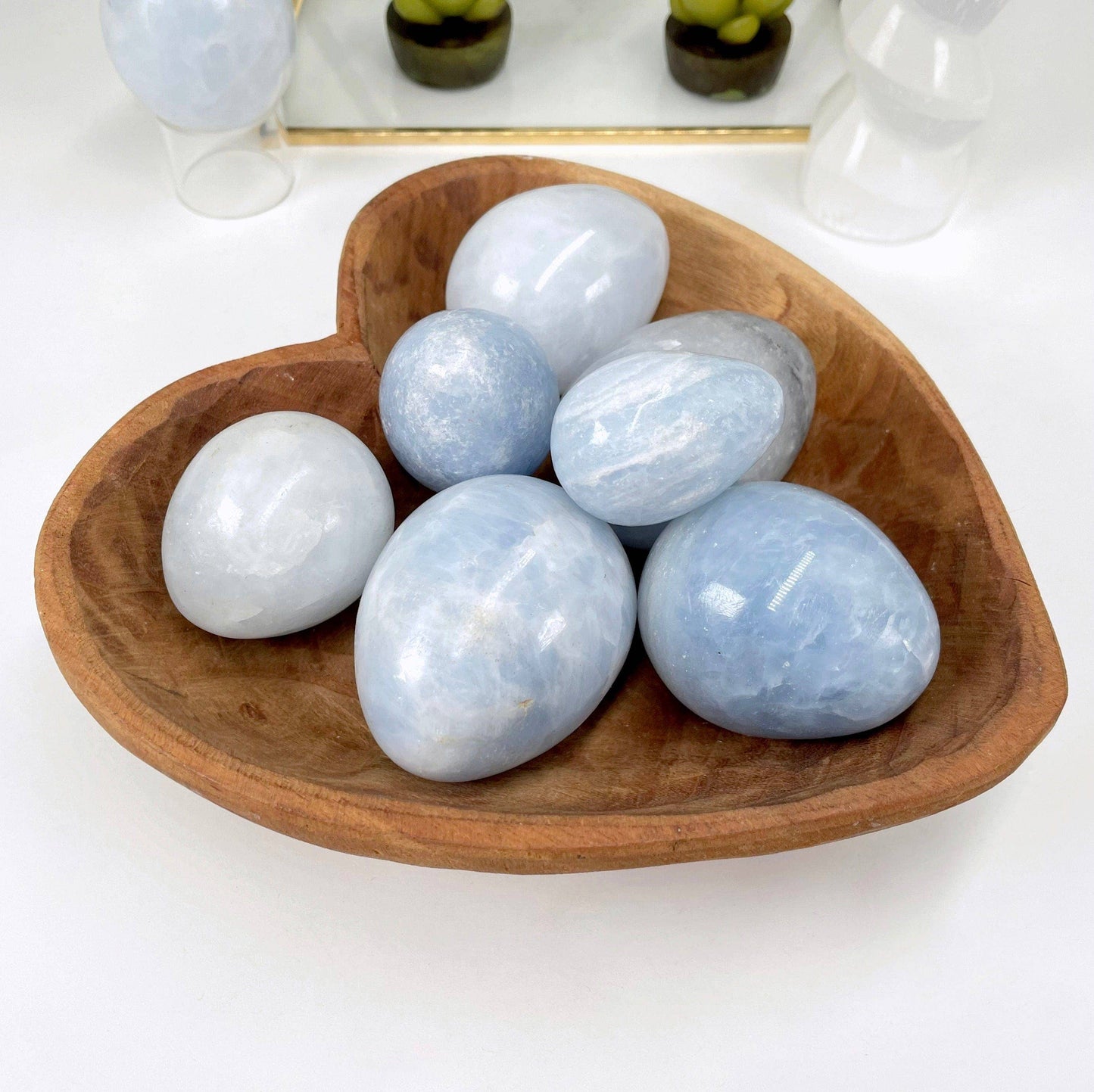 Crystal Blue Calcite Polished Eggs - Easter Gift Idea