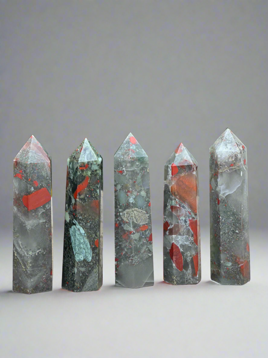 Wholesale Lot Natural Blood Stone Obelisk Tower Point