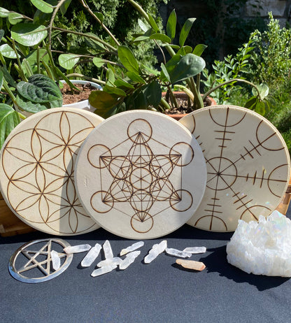 Hand burned Crystal Grid Collection- Bestsellers