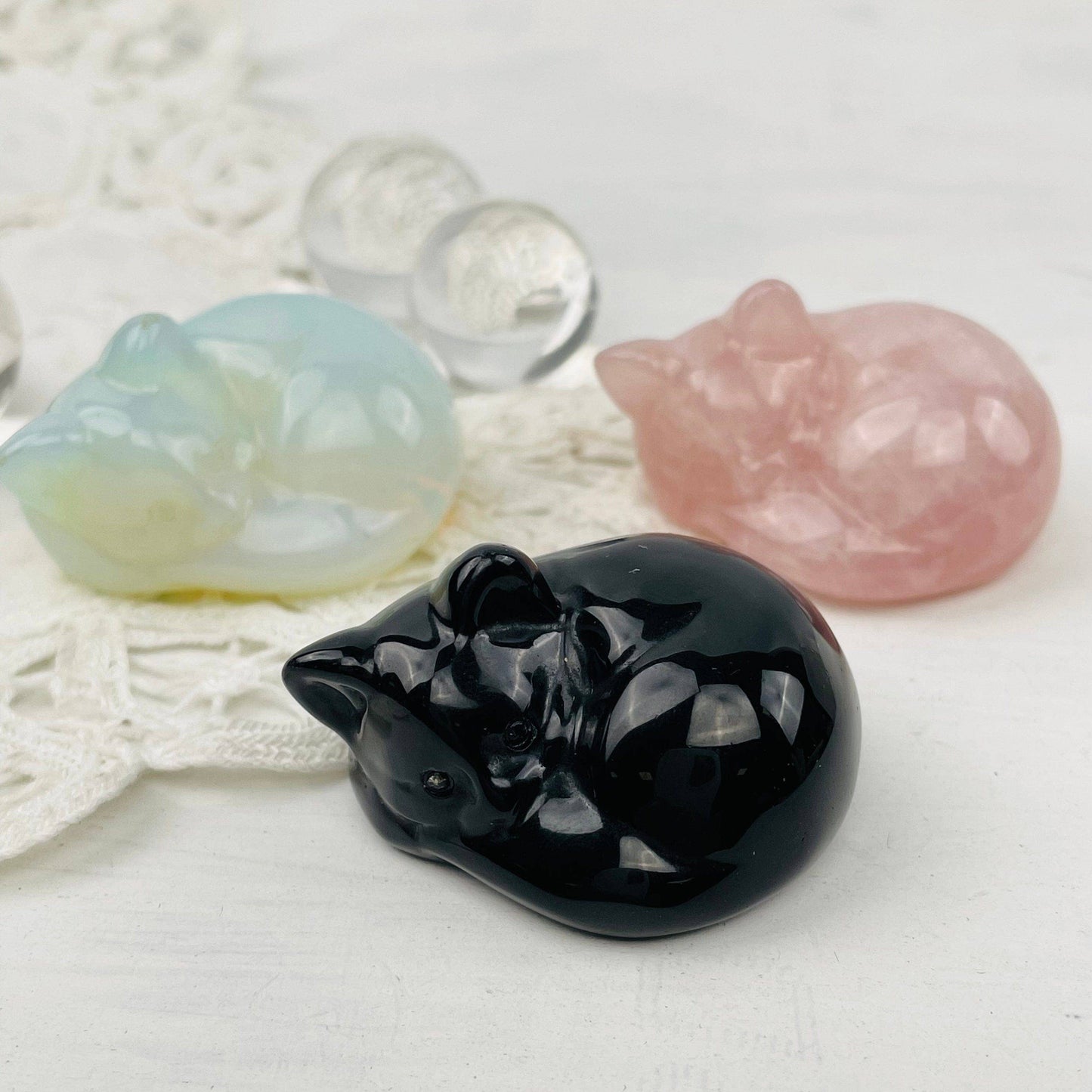 Crystal Gemstone Sleeping Cats