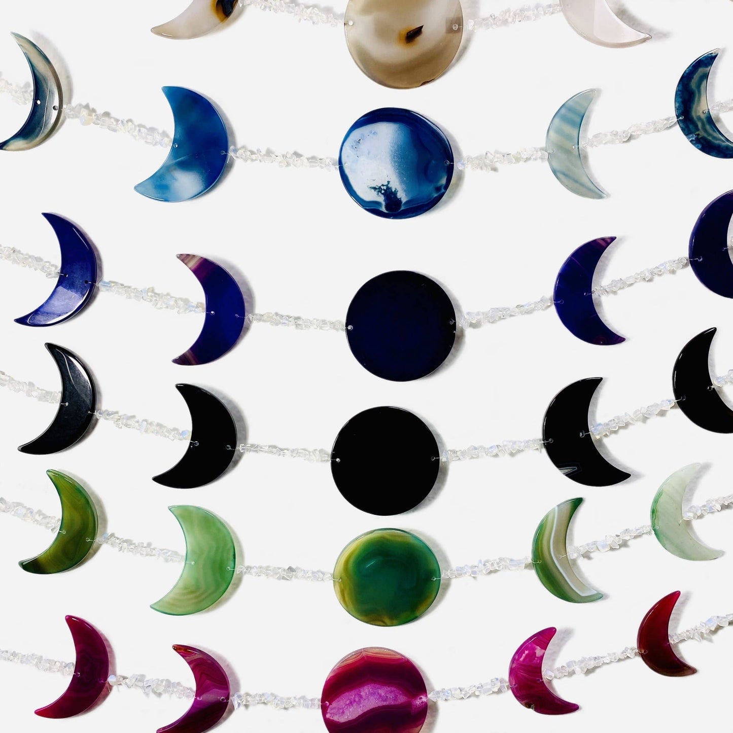 Crystal Agate Moon Phase Horizontal Wall Hangings