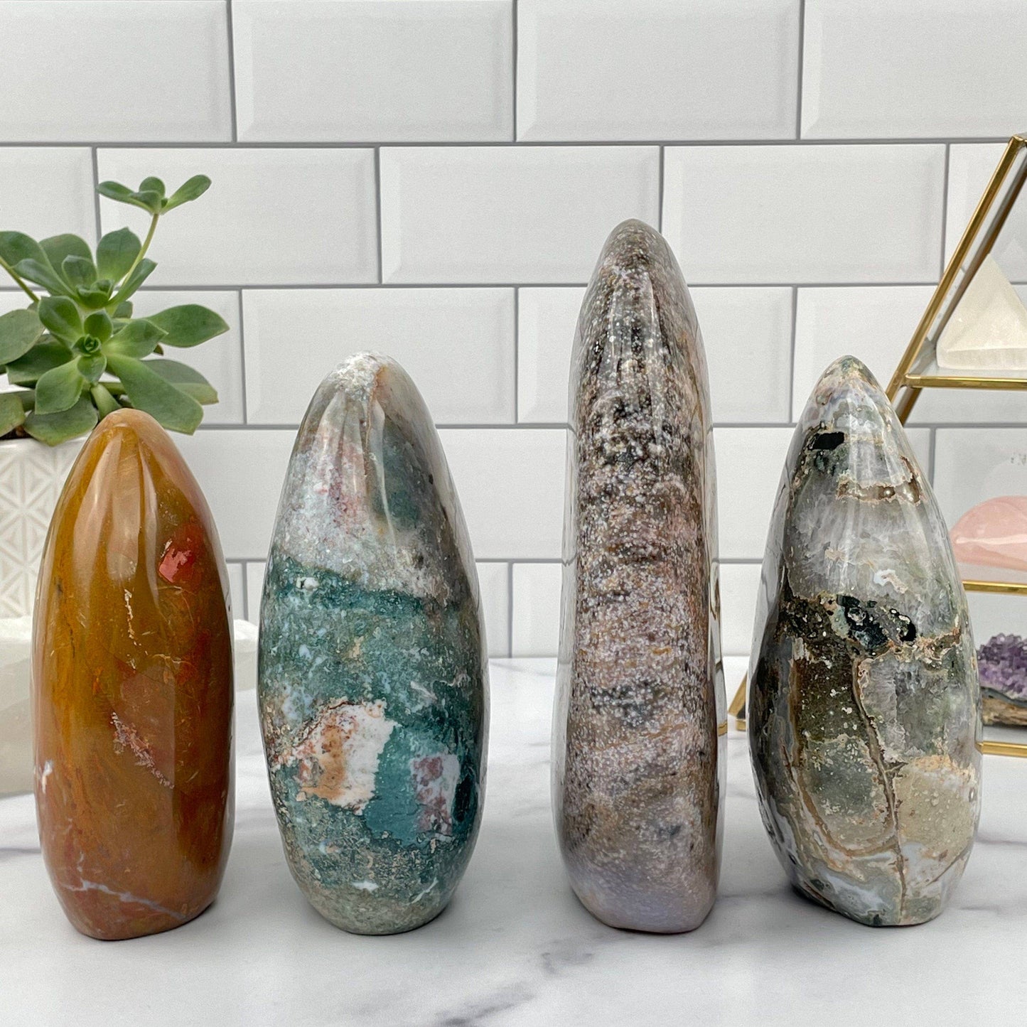Crystal Ocean Jasper Polished Cut Base
