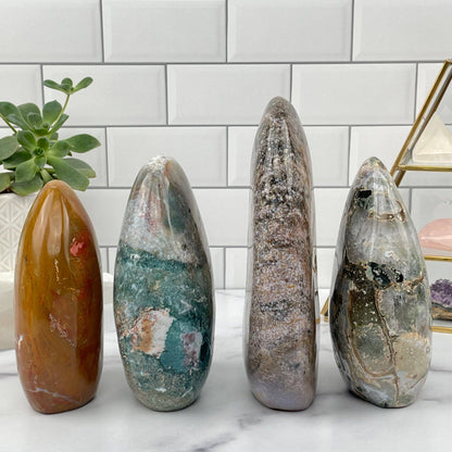 Crystal Ocean Jasper Polished Cut Base