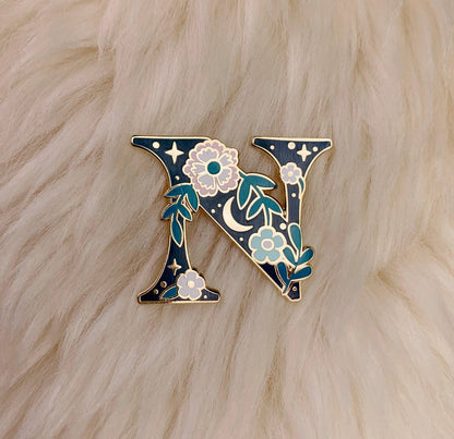 Botanical Letter Enamel Pin