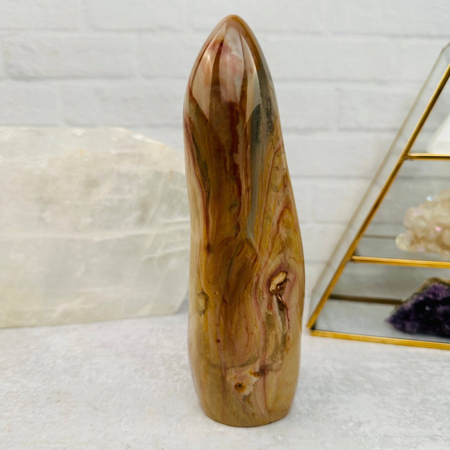 Crystal Polychrome Jasper Cut Base
