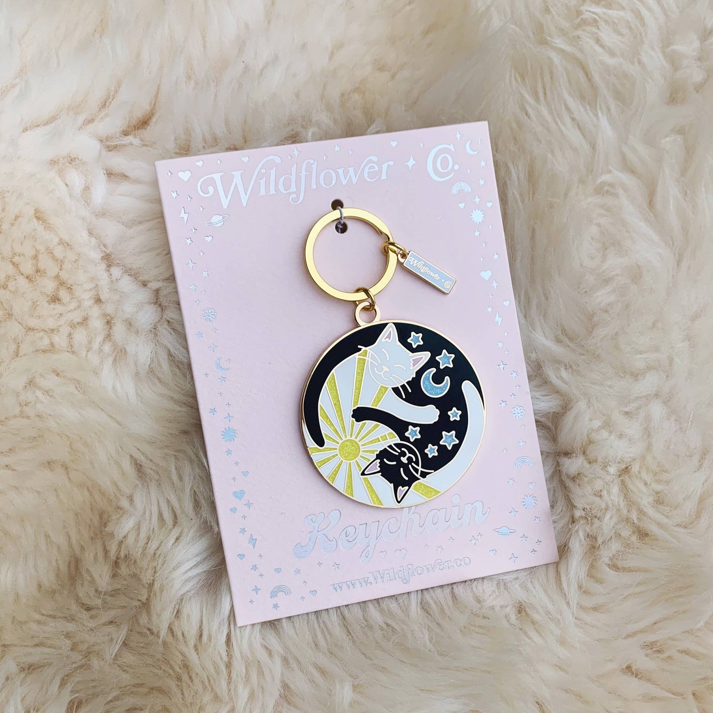 Yin Yang Cats Enamel Keychain - Stocking Stuffer