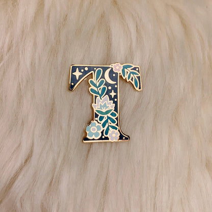 Botanical Letter Enamel Pin