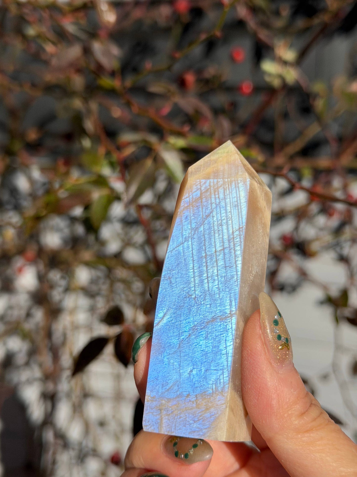 2 lb Natural Moonstone Tower Obelisk Point Wand