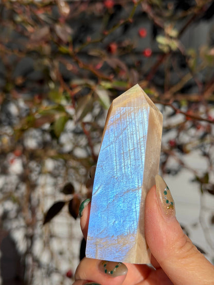  2 lb Natural Moonstone Tower Obelisk Point Wand