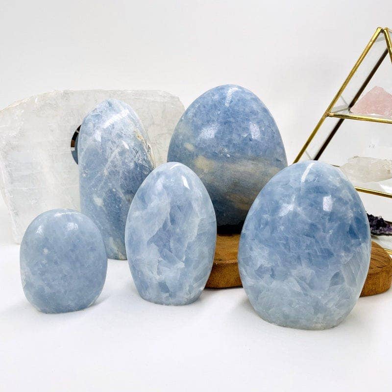 Crystal Blue Calcite Polished Cut Base - By Weight -