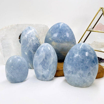 Crystal Blue Calcite Polished Cut Base - By Weight -