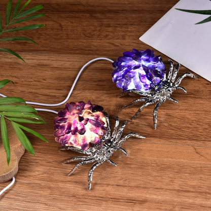 Crystal Spider Lamp – Amethyst (3-Color Light Glow)