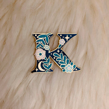 Botanical Letter Enamel Pin