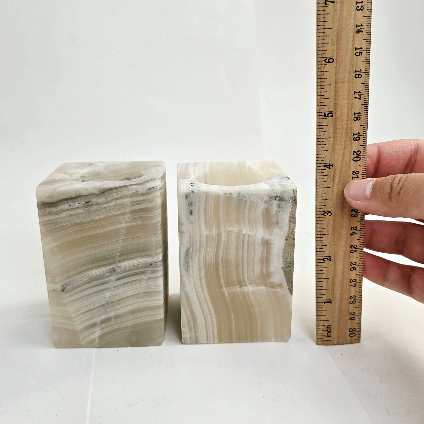 Mexican Onyx Rectangular Crystal Candle Holder