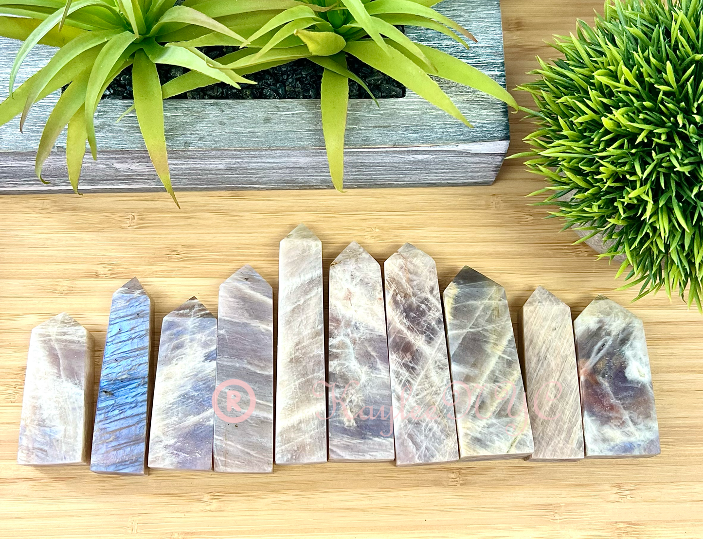  2 lb Natural Moonstone Tower Obelisk Point Wand